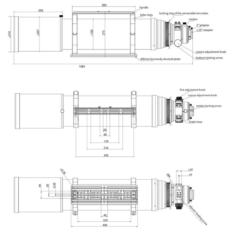 Askar Refrator apocromático AP 185/1295 Triplet OTA