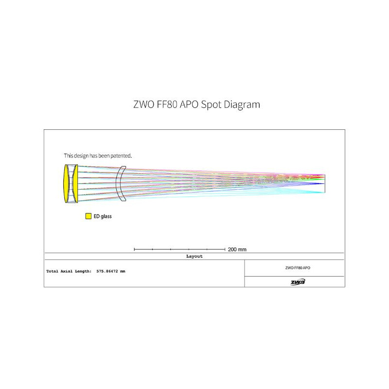 ZWO Refrator apocromático FF80 AP 80/600 Quadruplet OTA