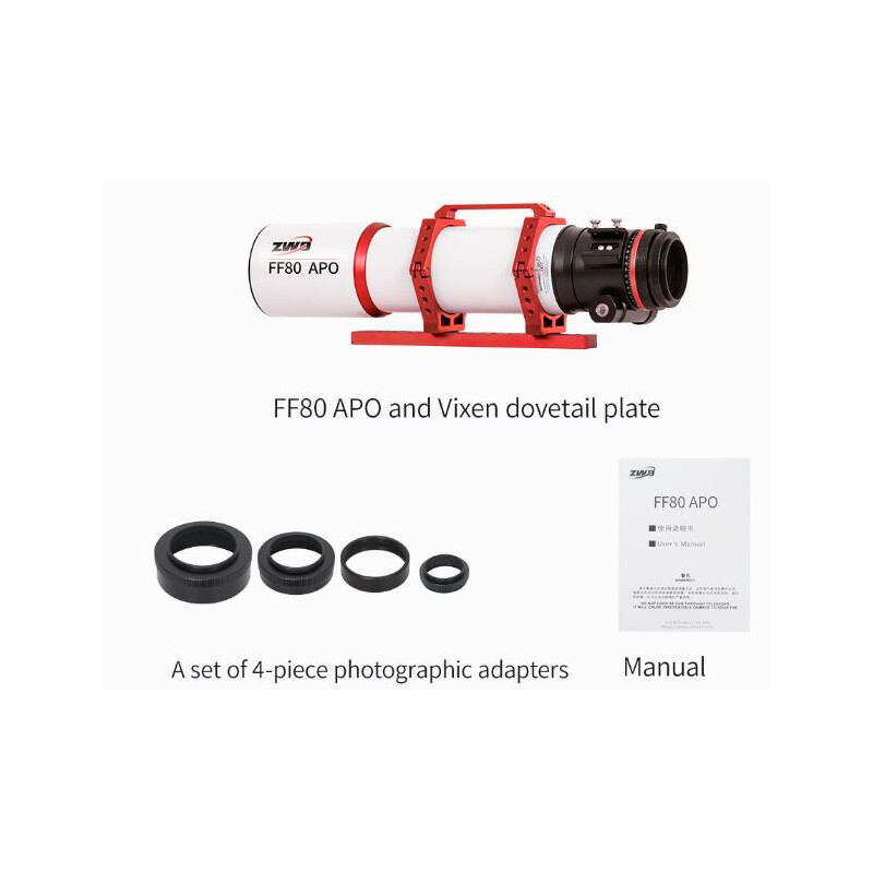 ZWO Refrator apocromático AP 80/600 FF80