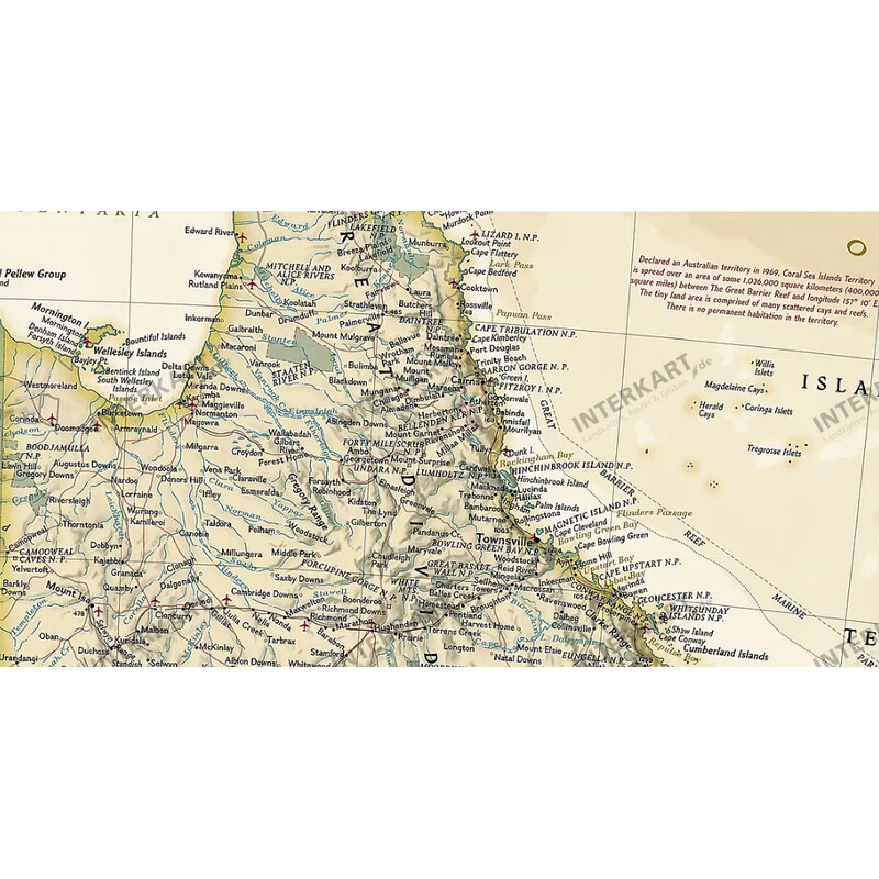 National Geographic mapa de continente Austrália (77 x 69 cm)
