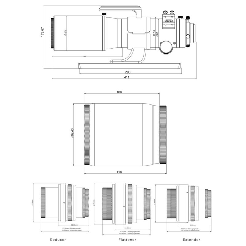 Askar Refrator apocromático AP 60/360 80/500 V OTA