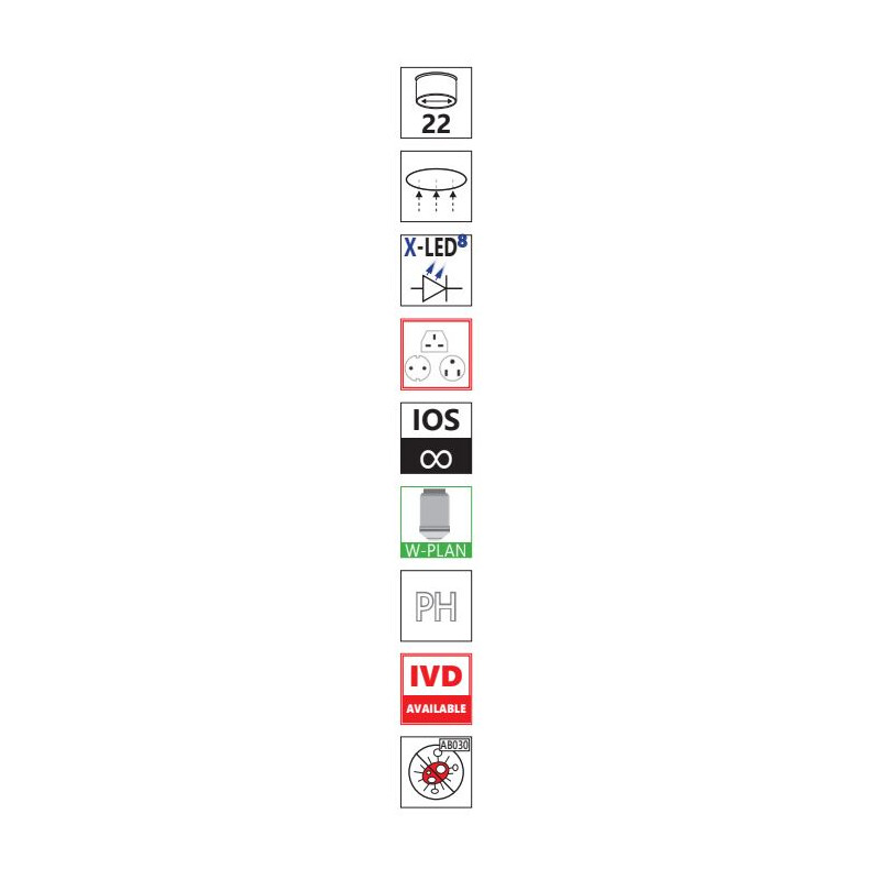 Optika Microscópio invertido IM-300, trino, PH, 100-400x, IOS LWD W-PLAN PH, N.A. 0.3, X-LED8