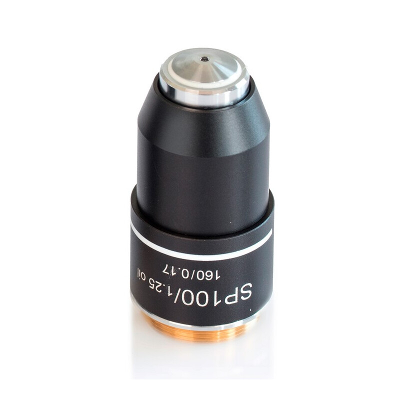 Kern Objetivo, OBB-A1565, e-plan, achro, 100x/1.25, óleo, w.d. 0.07mm, com mola, anti-fungo