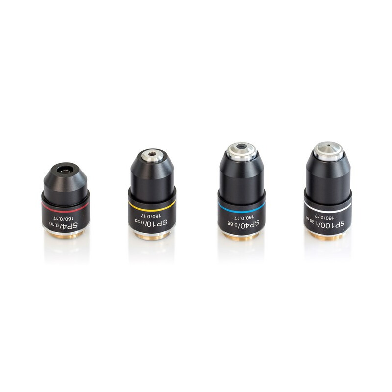 Kern Objetivo, OBB-A1565, e-plan, achro, 100x/1.25, óleo, w.d. 0.07mm, com mola, anti-fungo