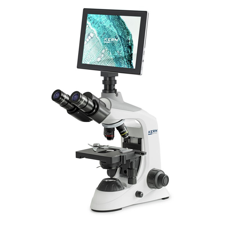 Kern Microscópio Conjunto de microscopia digital, OBE 124T241, HF, Digital, Condensador 1,25 Abbe, fixo, USB 2.0, 40-400x, Dl, 3W LED, 5 MP, Tablet