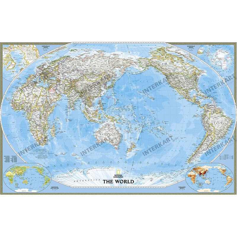 National Geographic Mapa mundial clássico centrado no Pacífico