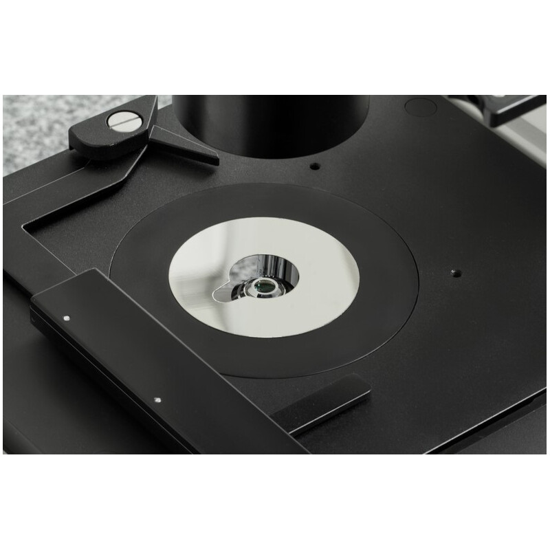 Kern Microscópio invertido OCM 166, FL, PH, trino, inverso, Condensador N.A. 0,3 fixo, 10x-40x, 30W LED, Al, 100W HBO, Dl