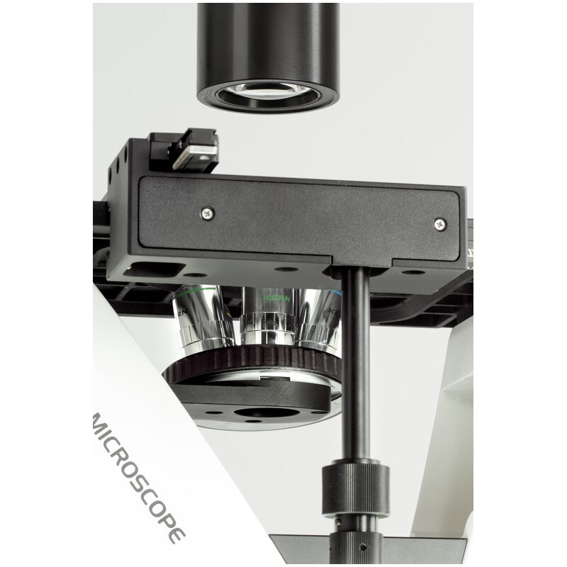 Kern Microscópio invertido OCM 167, FL, PH, trino, Condensador N.A. 0,3 fixo, 10x-40x, Al, Dl, 5W LED