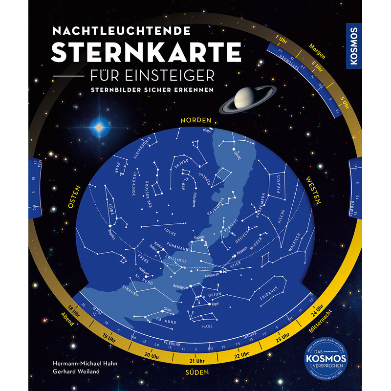 Kosmos Verlag Carta de estrelas Mapa celeste luminoso para iniciantes