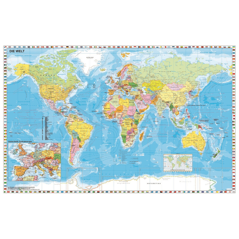 Stiefel Mapa mundial Margem da bandeira política (140 x 100 cm)
