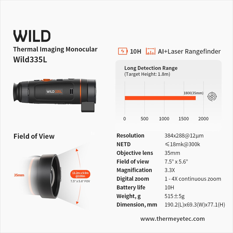 ThermTec Câmara térmica Wild 335L Laser Rangefinder