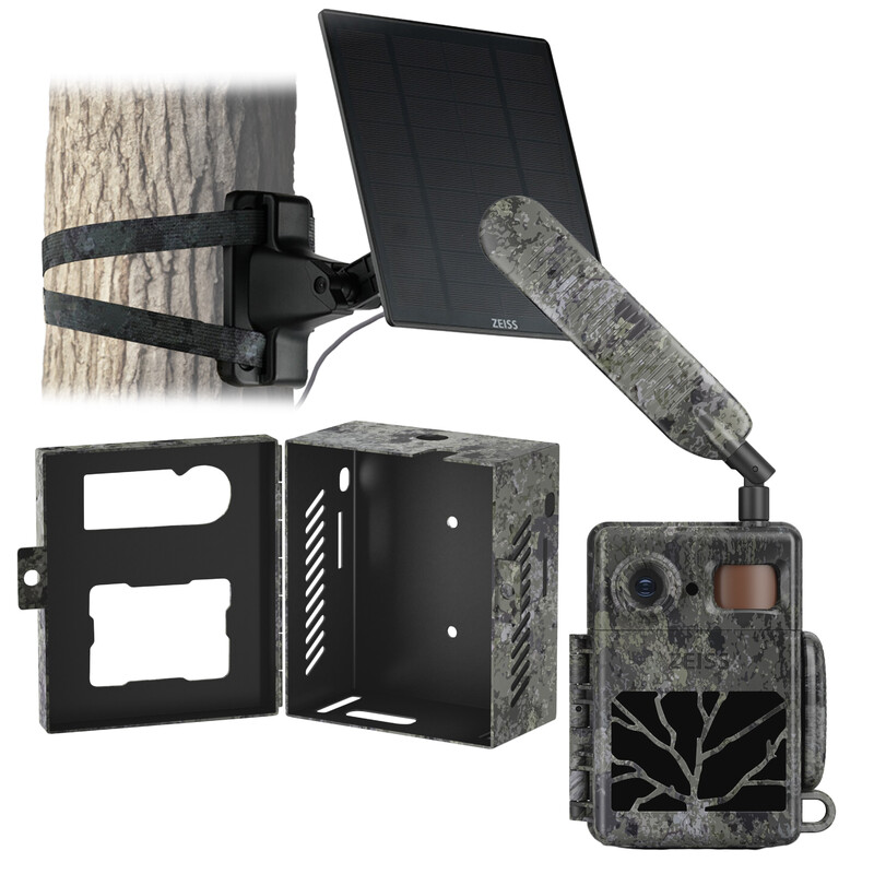 ZEISS Câmera foto selvagem Conjunto Secacam 7 & caixa metálica & painel solar