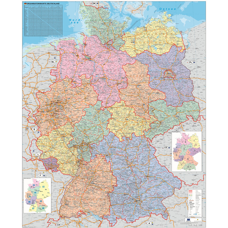 Stiefel Mapa da organização política da Alemanha (100 cm x 140 cm)