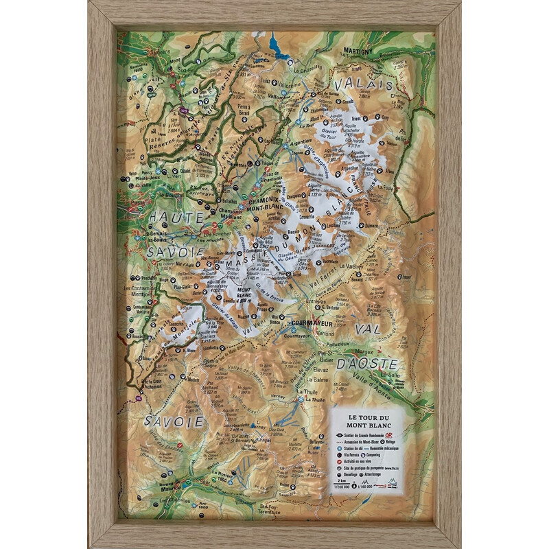 3Dmap Mapa regional Le tour du Mont Blanc (19,5 cm x 29,5 cm)