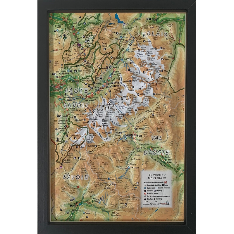 3Dmap Mapa regional Le tour du Mont Blanc (19,5 cm x 29,5 cm)
