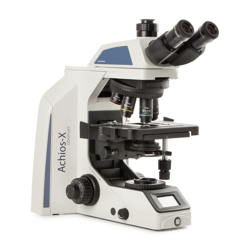 Euromex Microscópio Observer Achios-X, AX.1153-PLi, trino, EWF 10x/22 mm, plano PLi 4/10/S40/S100x óleo IOS, 3 W NeoLED™