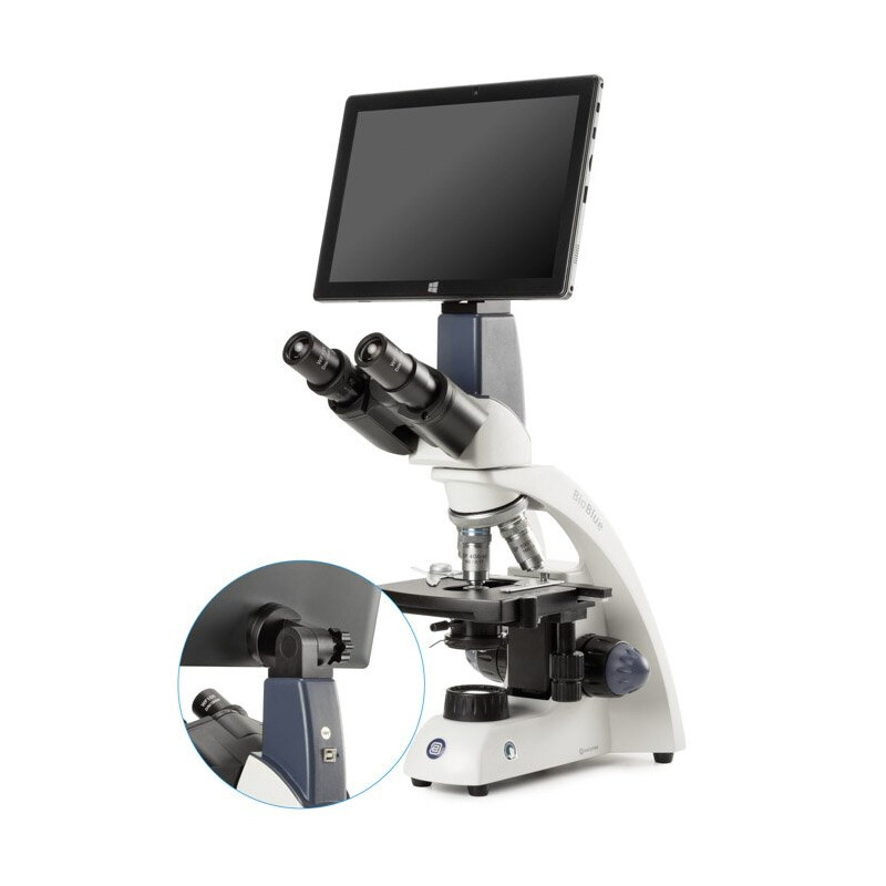 Euromex Microscópio BioBlue, BB.4260-T, bino, Tablet SMP, 4/10/S40/S100x, estágio mecânico, 1 W NeoLED