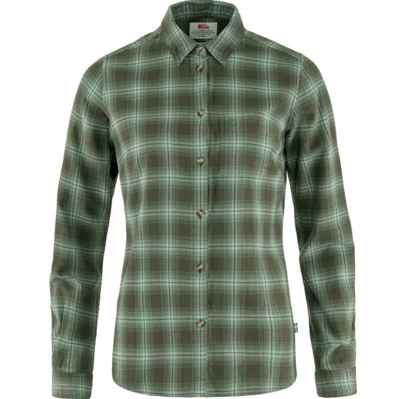 Fjällräven Camisa de flanela Övik W, 662-614 Verde Floresta Profunda-Patina, M