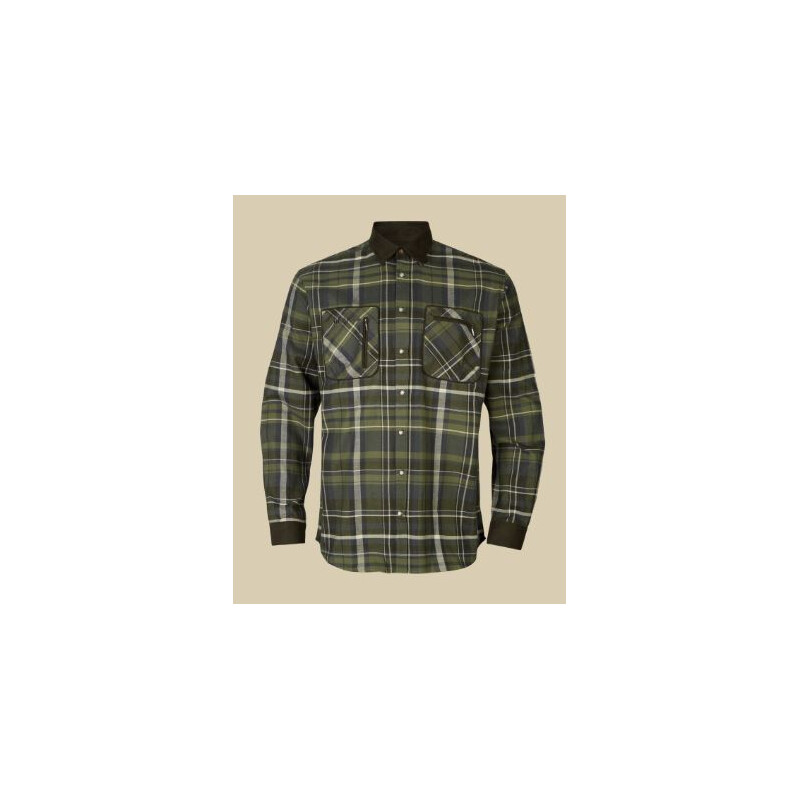 Härkila Camisa Pajala, xadrez azeitona, tamanho XL