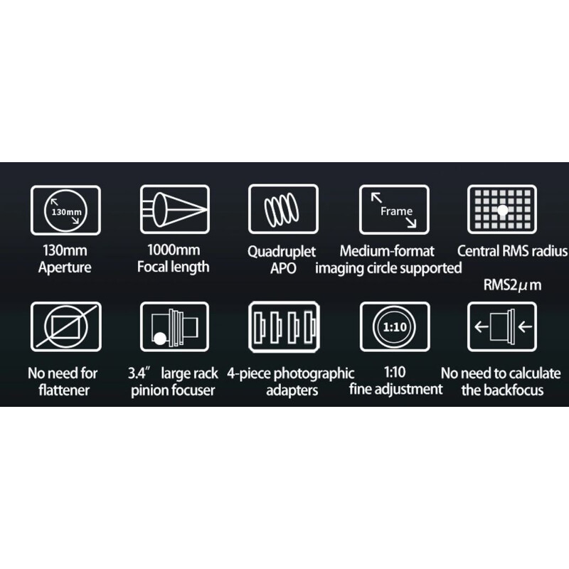 ZWO Refrator apocromático AP 130/1000 FF130