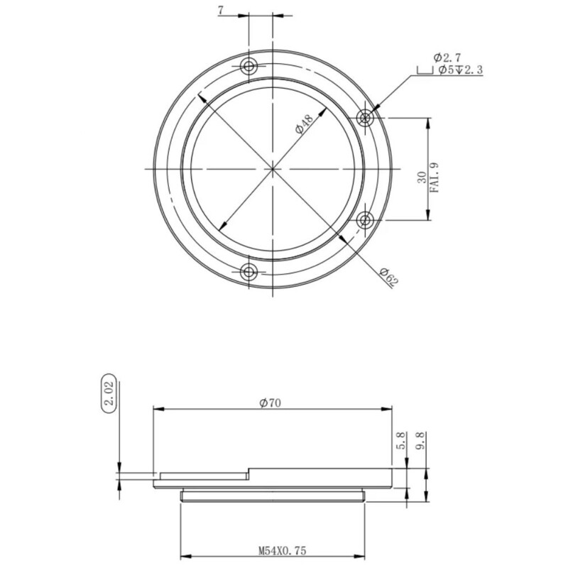 ZWO Adapter Adaptadores M54 para a gaveta de filtro