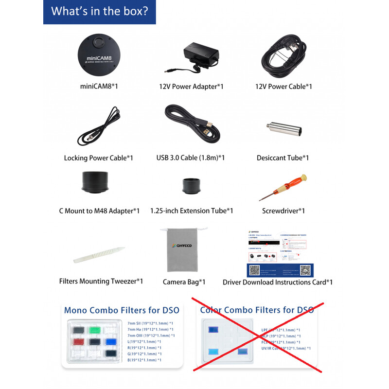 QHY Câmera miniCam8 Mono Combo EVO