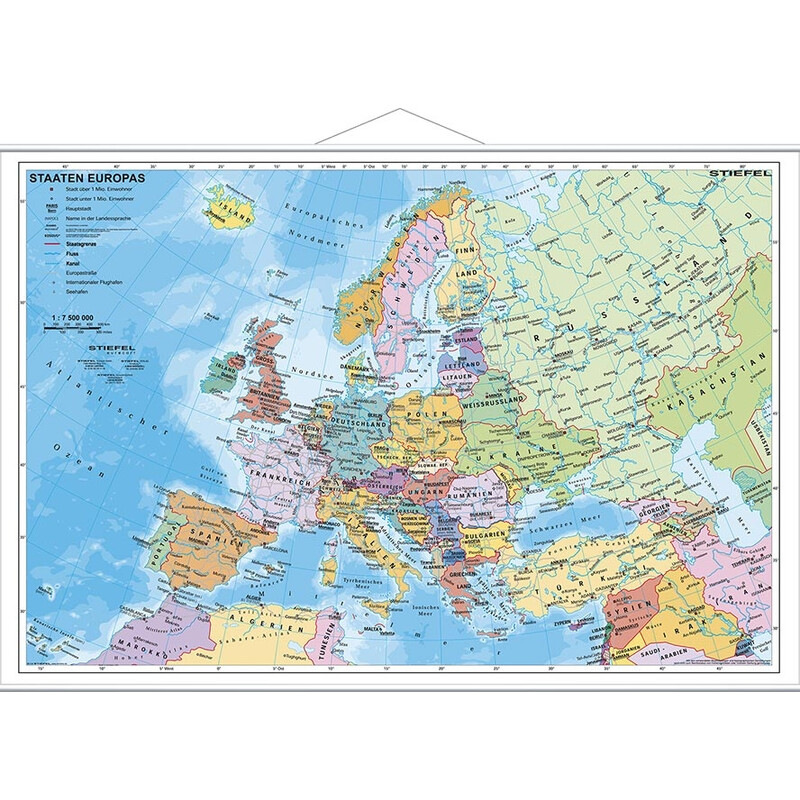Stiefel mapa de continente Europa política