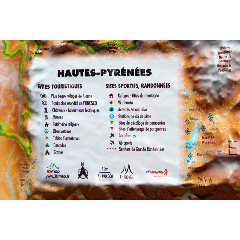 3Dmap Mapa regional Hautes-Pyrénées (61cm x 41cm)
