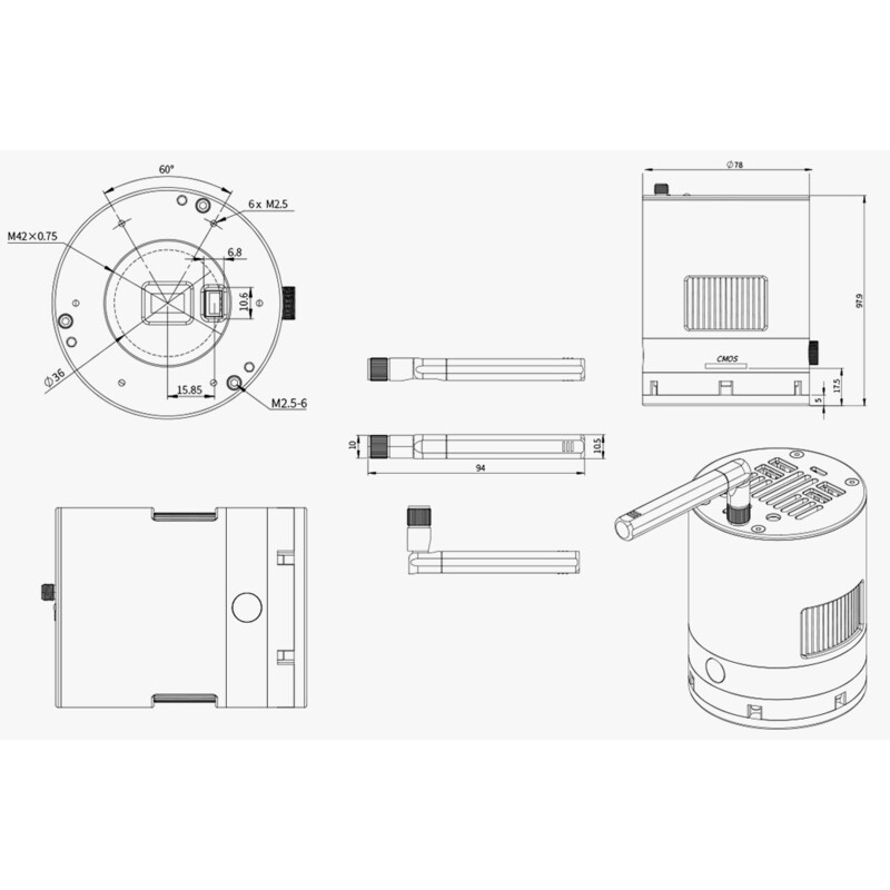 ZWO Câmera ASI 585 MM-Air Mono