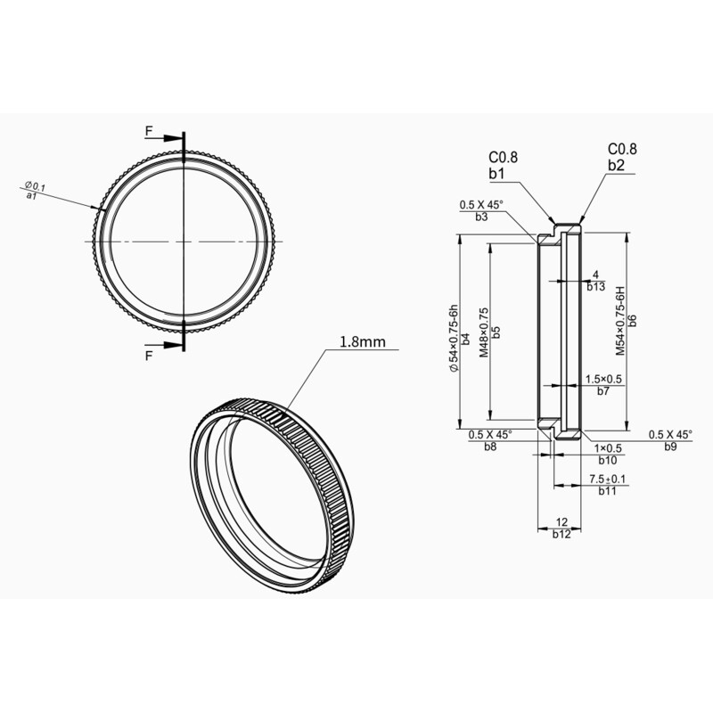 ZWO Cilíndro de extensão 7,5 mm M54