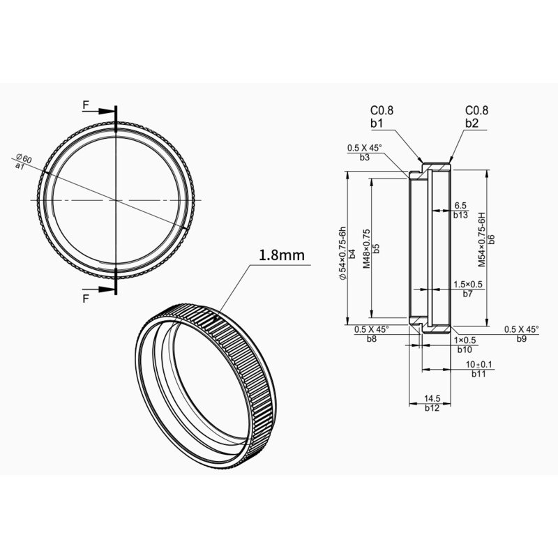 ZWO Cilíndro de extensão 10 mm M54