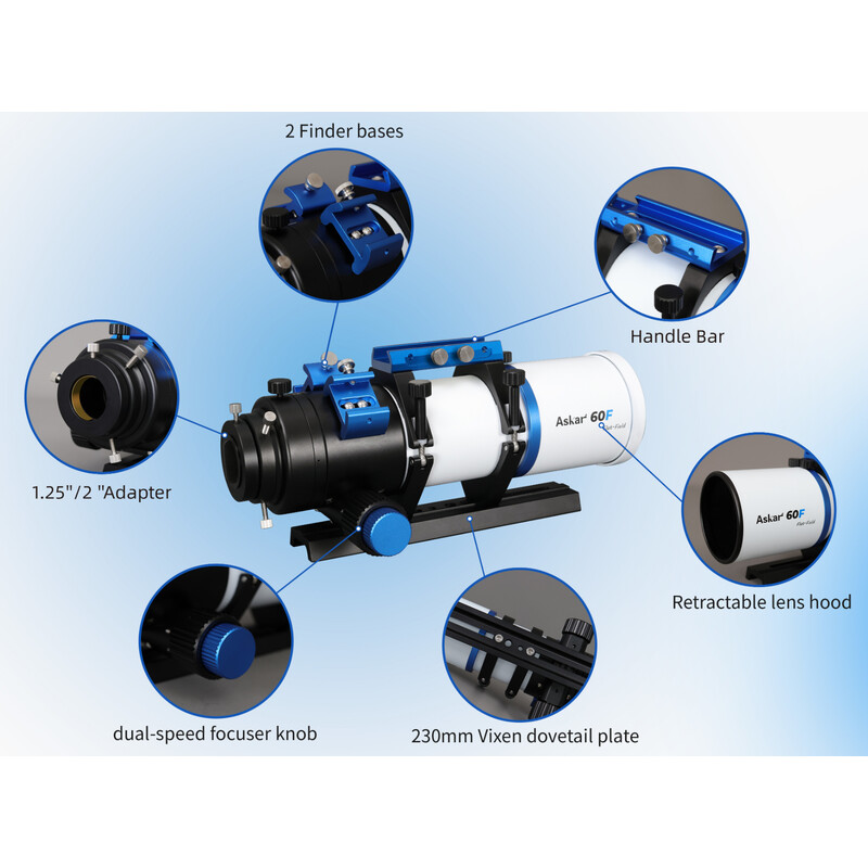 Askar Refrator apocromático AP 60/408 60F Flatfield