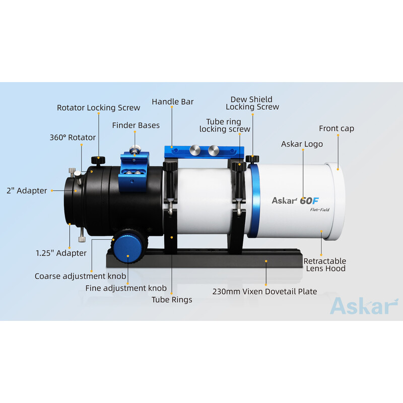 Askar Refrator apocromático AP 60/408 60F Flatfield
