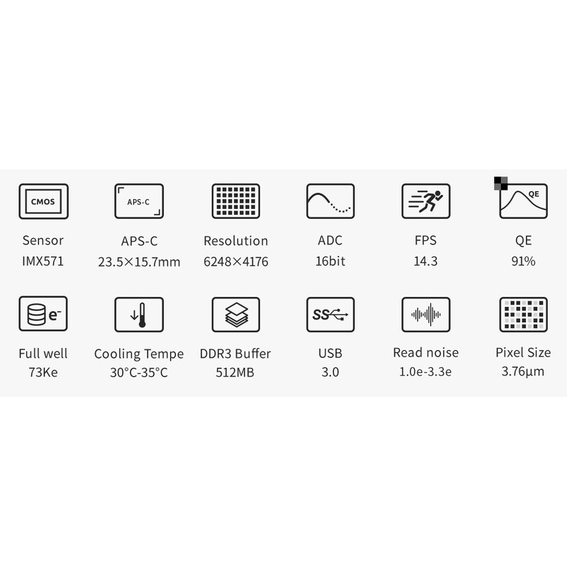 ZWO Câmera ASI 2600 MM Pro Mono