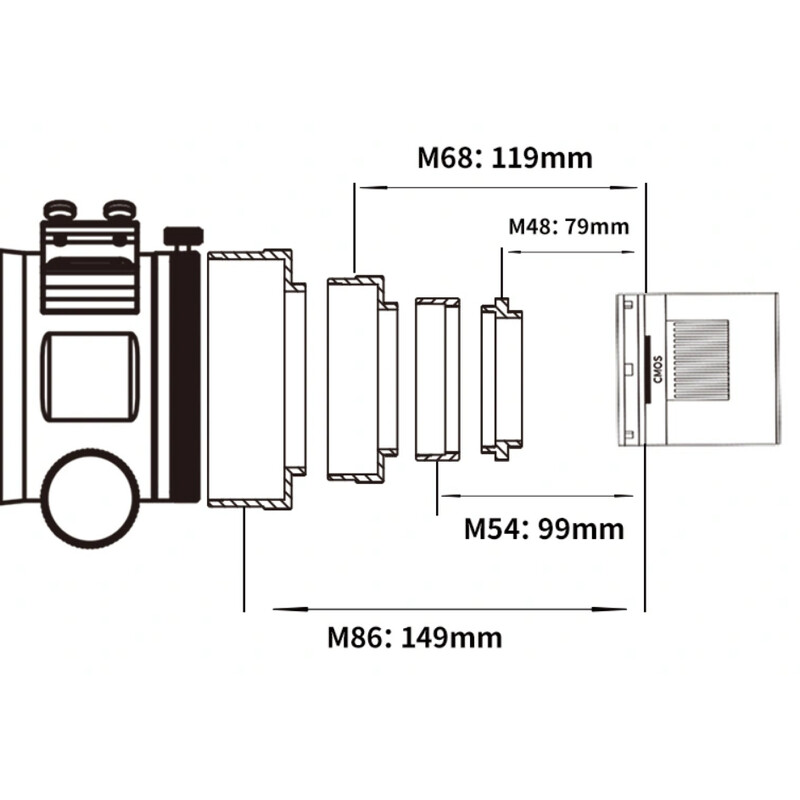 ZWO Refrator apocromático AP 107/749 FF107