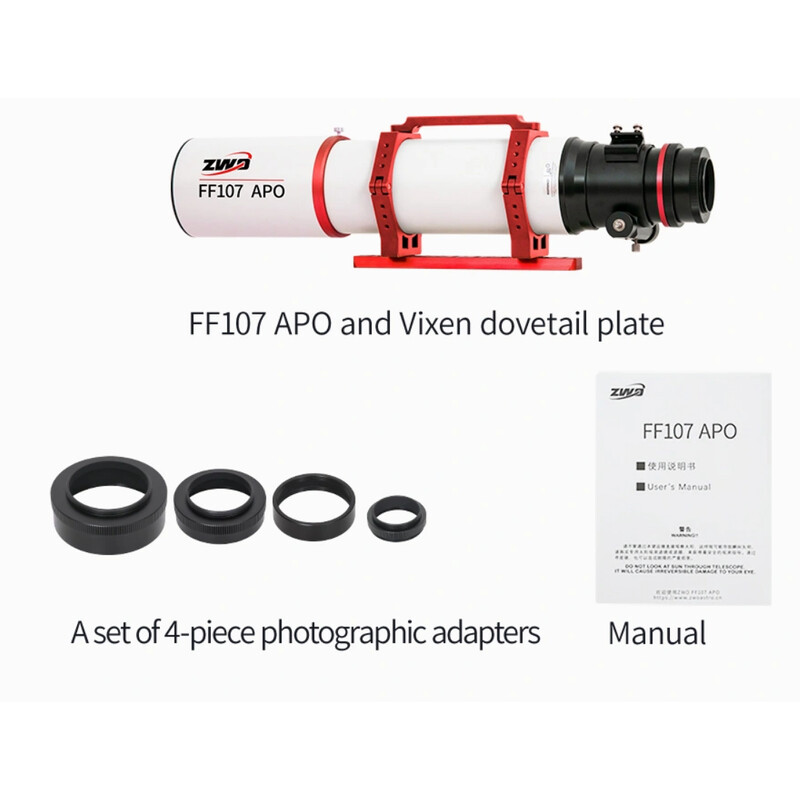 ZWO Refrator apocromático AP 107/749 FF107