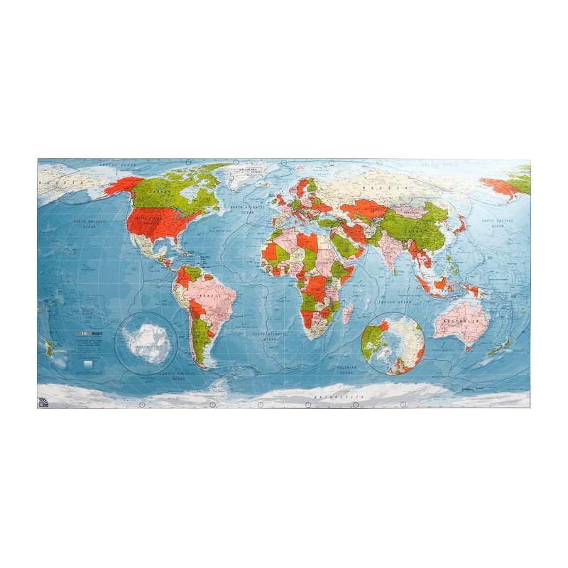 The Future Mapping Company Colour Map Weltkarte rot-limette-creme-pink, magnetisch