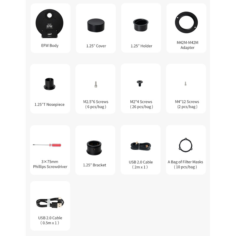 ZWO Roda de filtro EFW 8x 1,25"