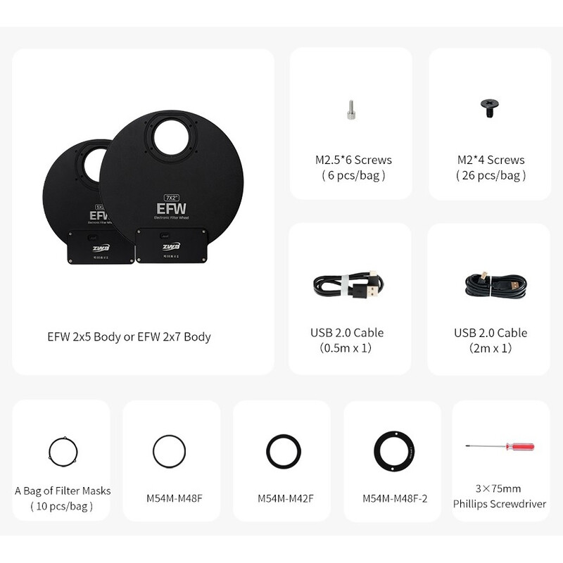ZWO Roda de filtros EFW 5x 2"