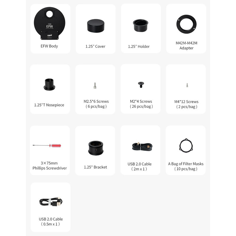 ZWO Roda de filtro EFW 7x 36 mm