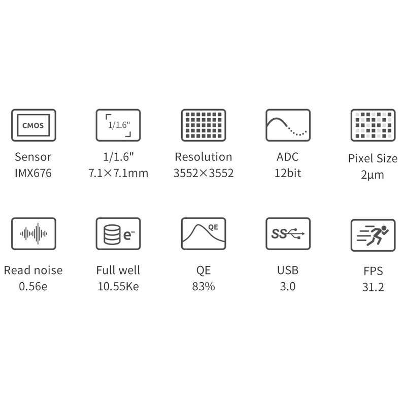 ZWO Câmera ASI 676 MM Mono