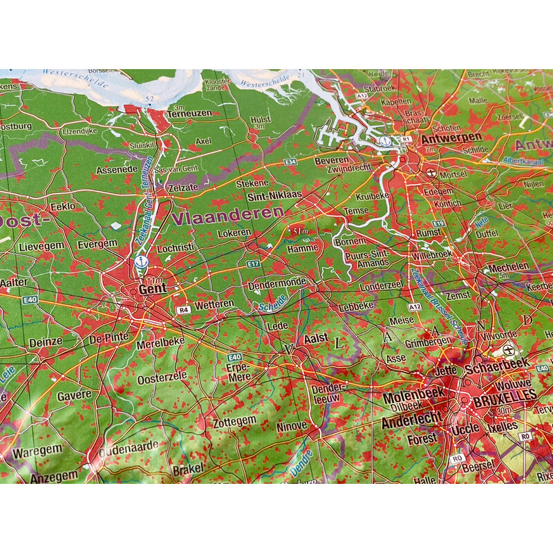 Georelief Mapa regional Benelux (57 x 77 cm)