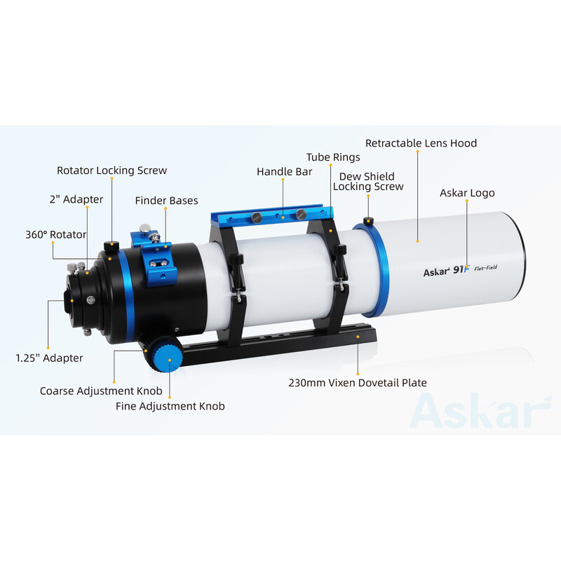 Askar Refrator apocromático AP 91/609 91F Flatfield
