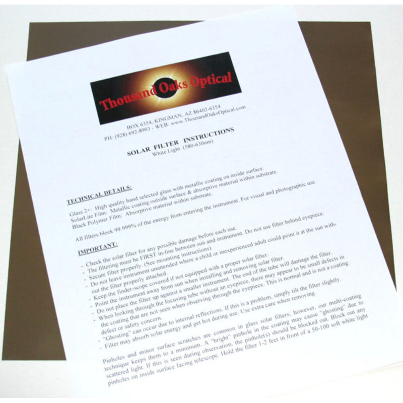 Thousand Oaks Folha de filtro SolarLite (305 x 305 mm)