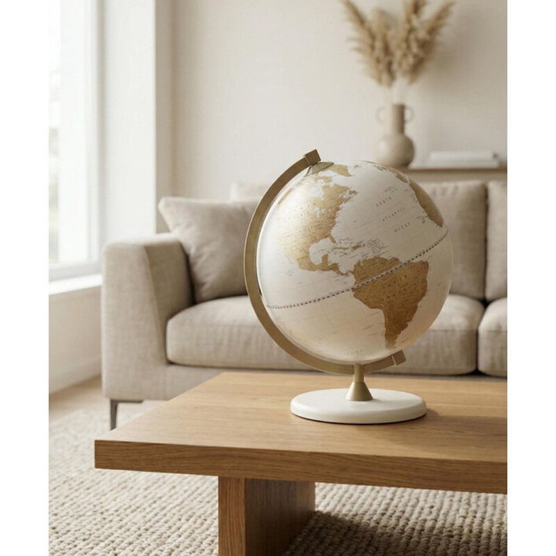 Zoffoli living Globo James Cook Dourado/Branco 33 cm