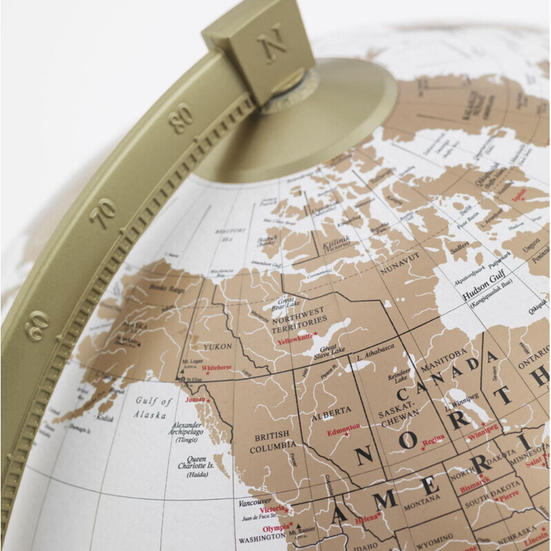 Zoffoli living Globo James Cook Dourado/Branco 33 cm