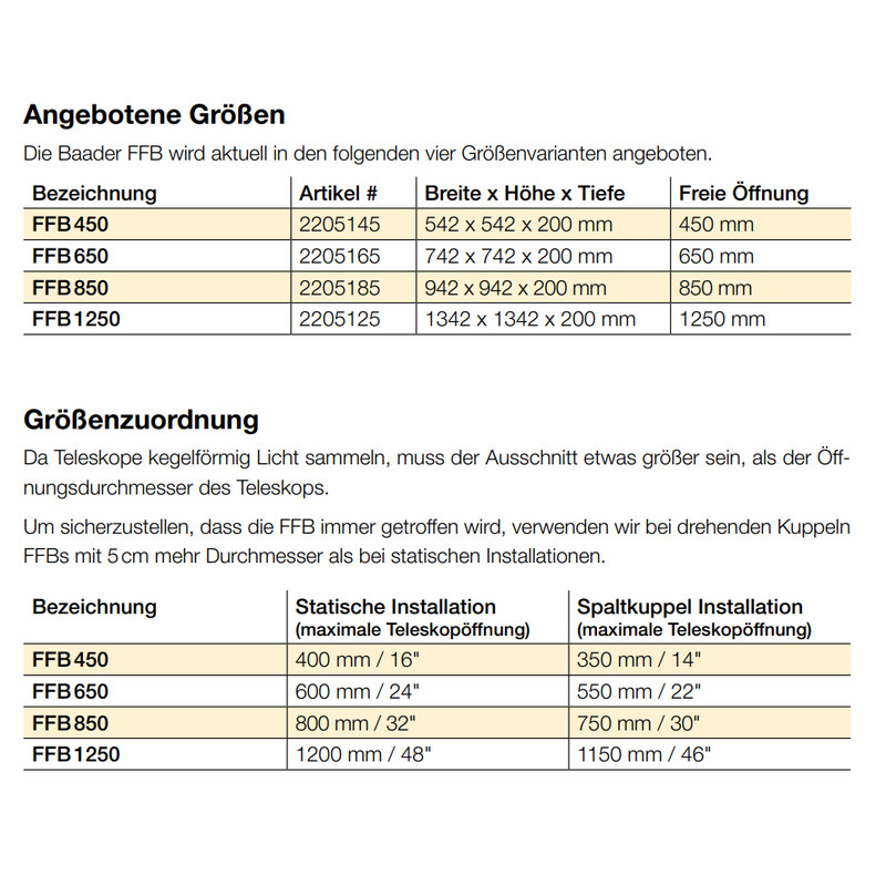 Baader Máscara de Flafield FFB 850 mm