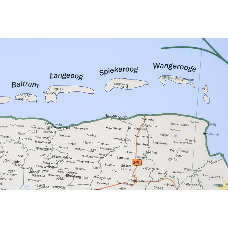 GeoMetro Mapa regional Códigos postais da Baixa Saxónia (100 x 123 cm)