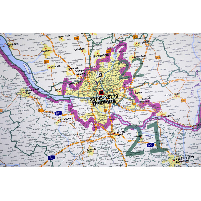 GeoMetro Mapa regional Códigos postais da Baixa Saxónia (100 x 123 cm)