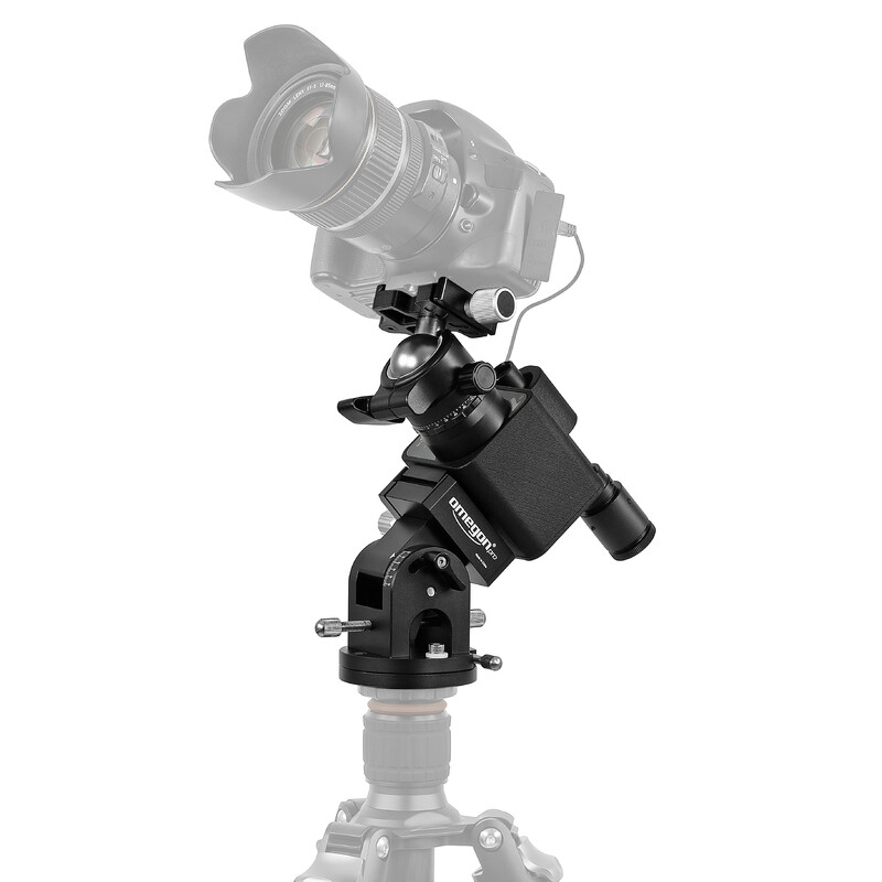 Omegon Montagem Conjunto Segugio Tracker com cabeça esférica, bases ajustáveis à altura do polo Deluxe e buscadora do polo
